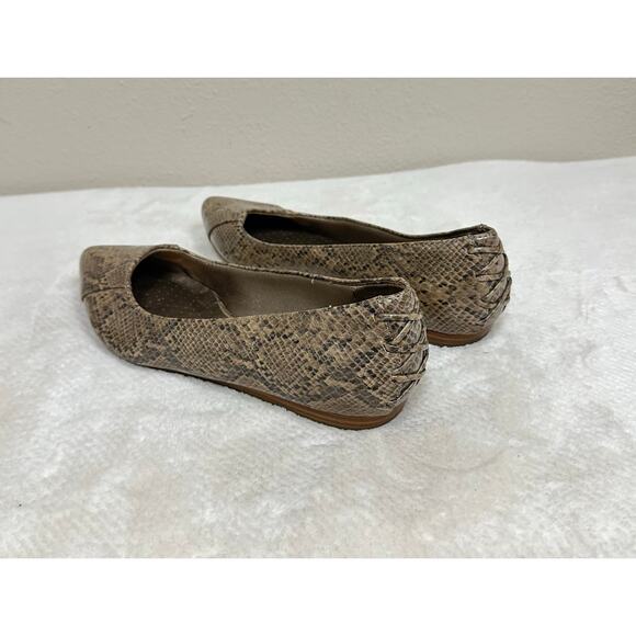 LifeStride Flex Pointed-Toe Snake Print Comfort Flats – Brown Faux Leather - Picture 3 of 8
